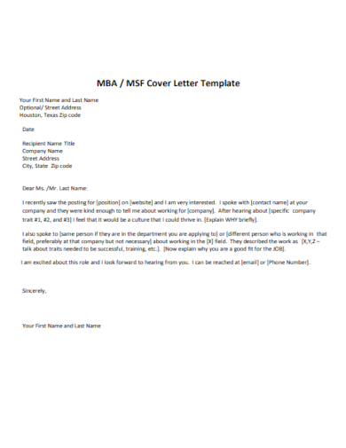 mba short cover letter