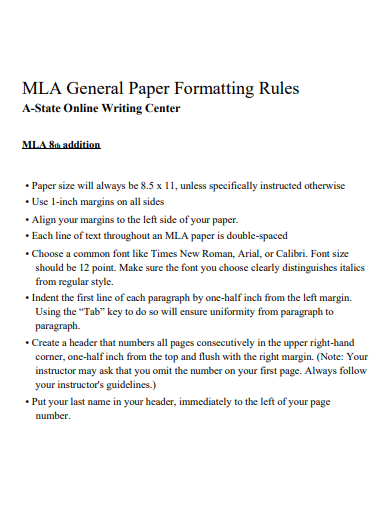 mla general paper format