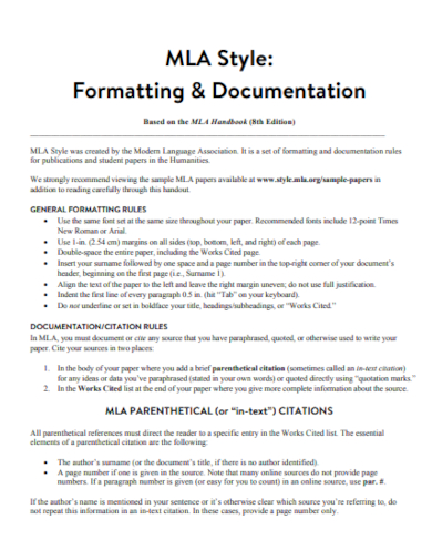 mla sample paper documentation