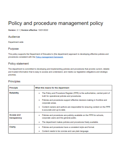management policies and procedures