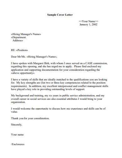 manager short cover letter
