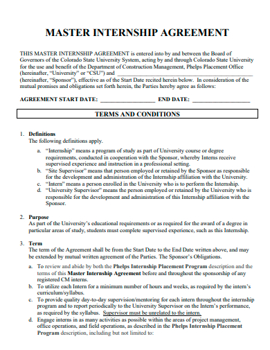 master internship agreement template
