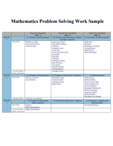 mathematics problem solving work sample