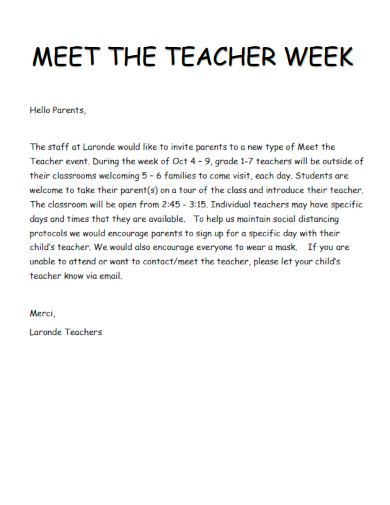 meet the teacher week