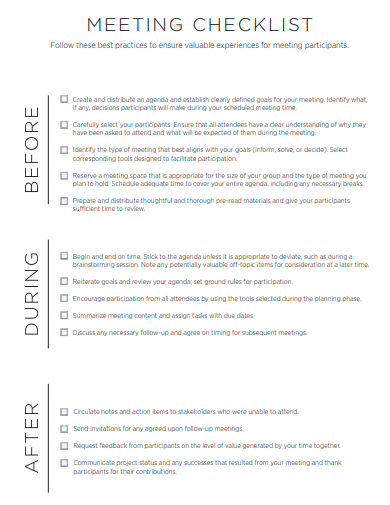 meeting checklist template