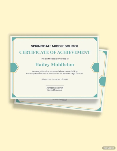middle school certification template