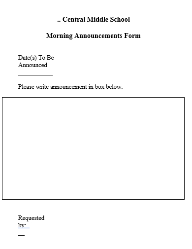morning announcements form template