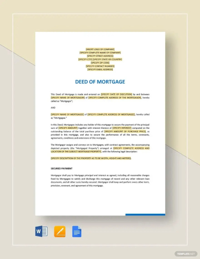 mortgage deed template