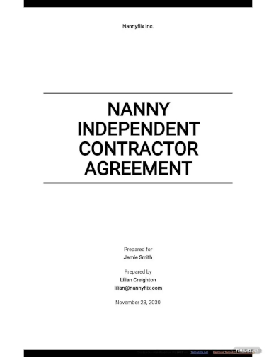 nanny independent contractor agreement template