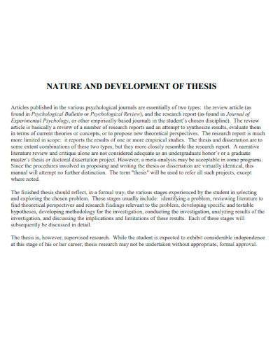 nature and development of thesis