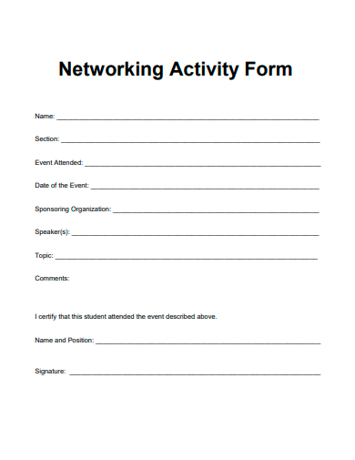 networking activity form template