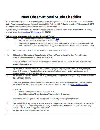 new observational study checklist template