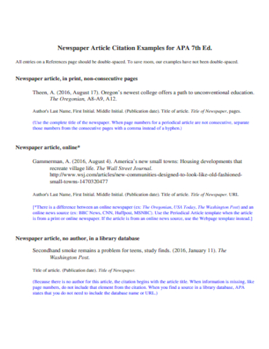 newspaper article apa 7th edition paper