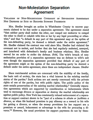 non molestation separation agreement