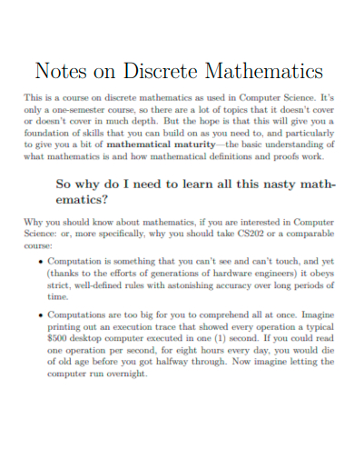 notes on discrete mathematics