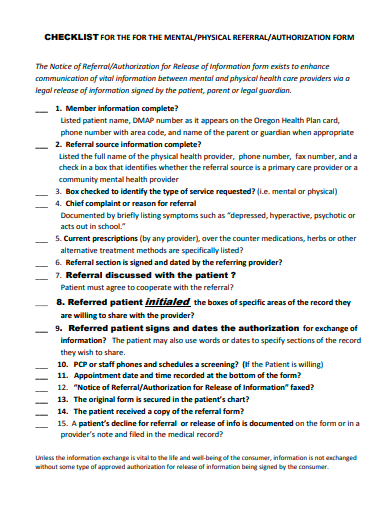 notice of referral checklist template