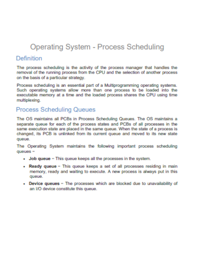 operating system process scheduling