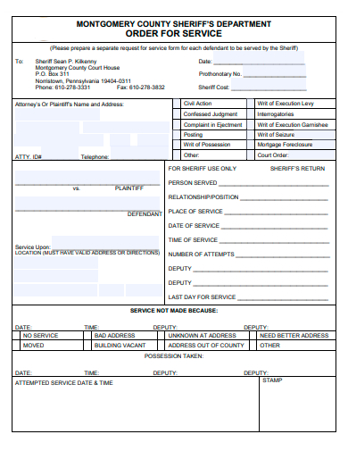 order for service form template