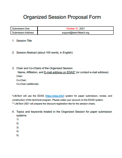 organized session proposal form template