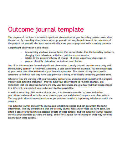 outcome journal example