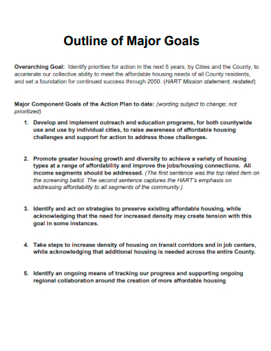 outline of major goals
