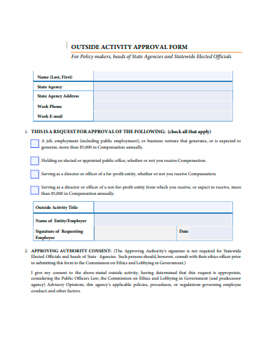outside activity approval form template