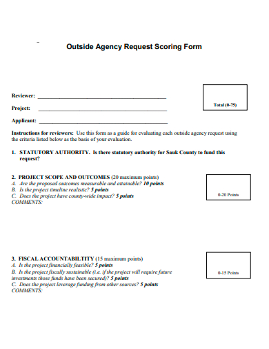 outside agency request scoring form template