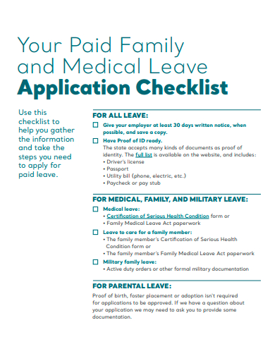 paid family and medical leave application checklist template