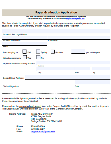 paper graduation application template