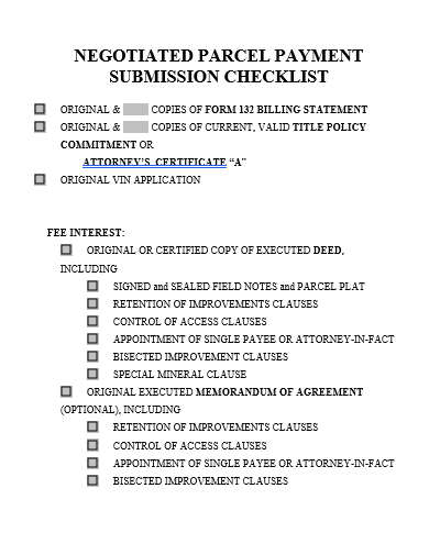 parcel payment submission checklist template