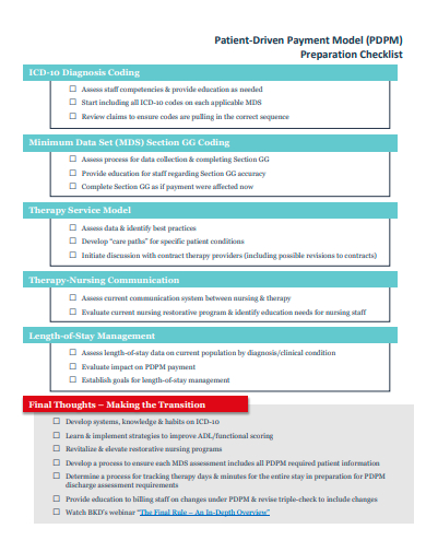 patient driven payment model preparation checklist template