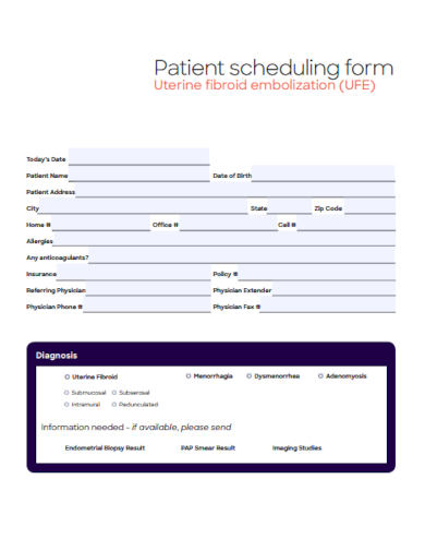 patient scheduling form