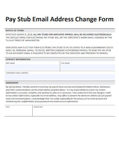 pay stub email address change form