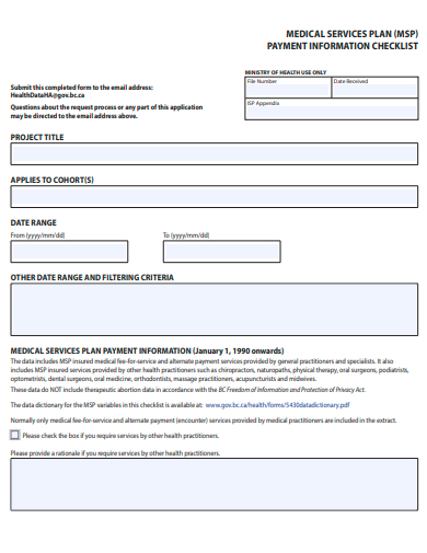 payment information checklist template