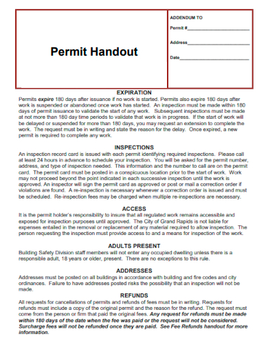 permit handout