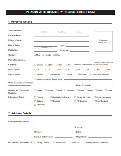 person with disability registration form template