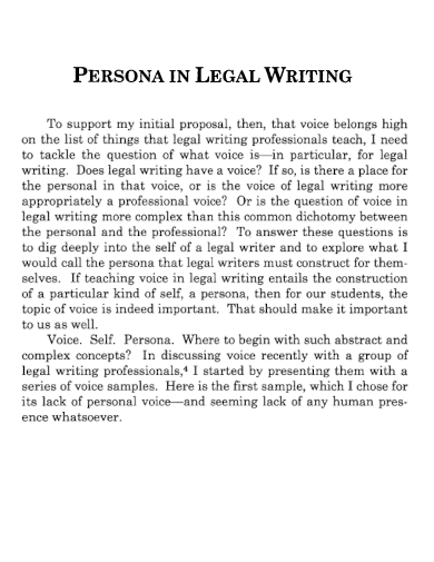 persona in legal writing