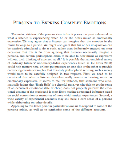 persona to express complex emotions