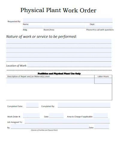 physical plant work order