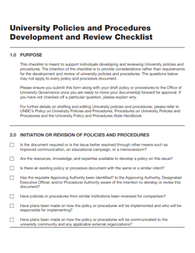 policies and procedures review checklist