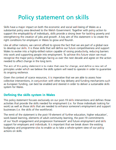 policy statement on skills template