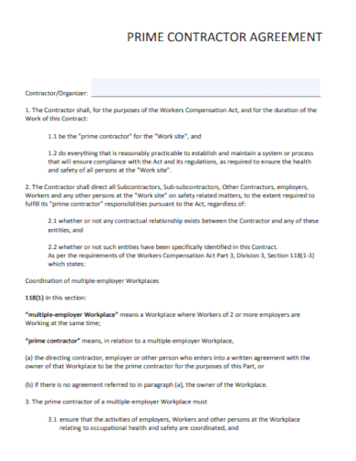 prime contractor agreement