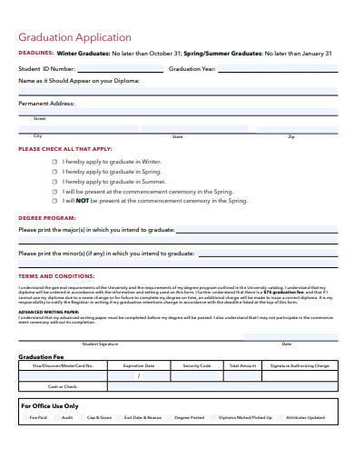 printable graduation application template