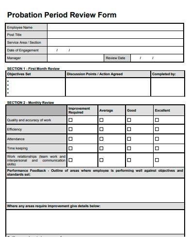 probation period review form template
