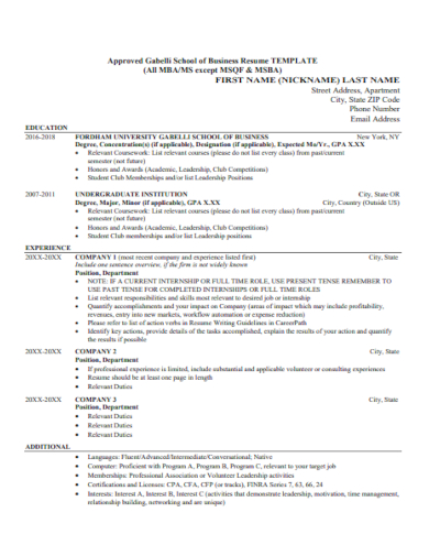 professional business resume
