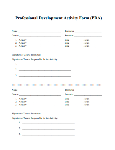 professional development activity form template