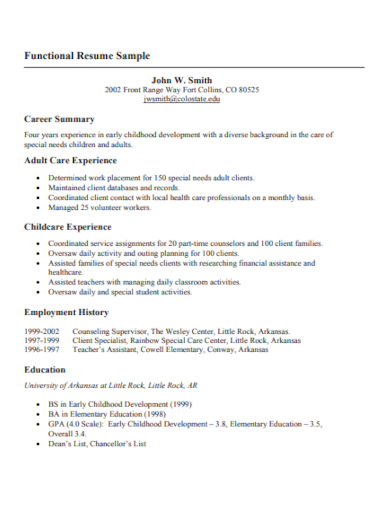 professional functional resume