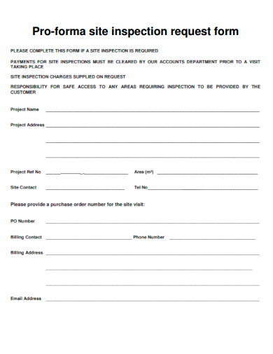 proforma site inspection request form