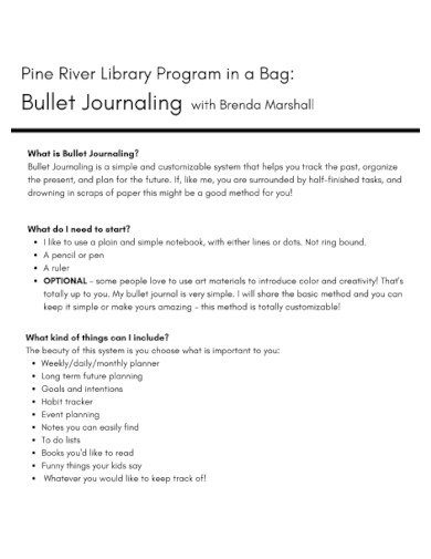 program bullet journal