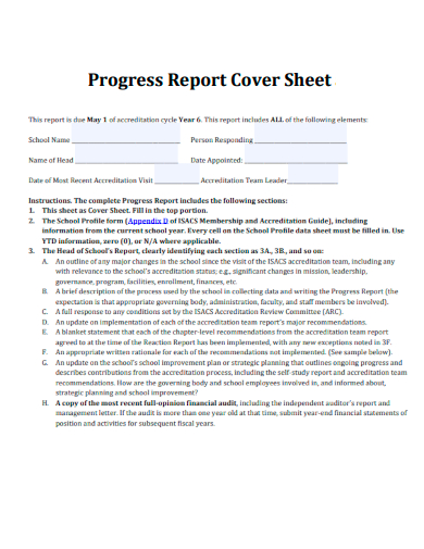 progress report cover sheet